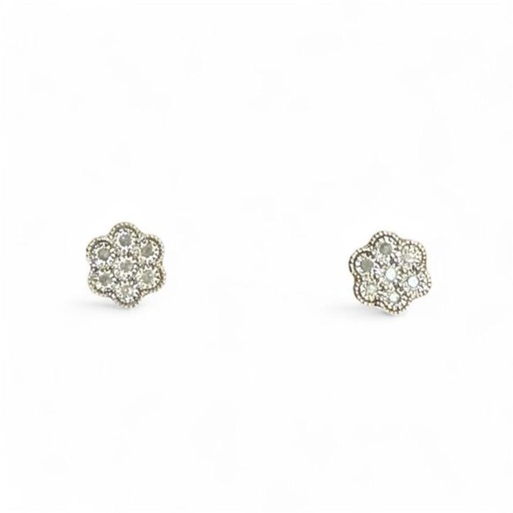 Effy Diamond Studs Earring 925 Sterling Silver Set Natural Bouquet Stud Earrings